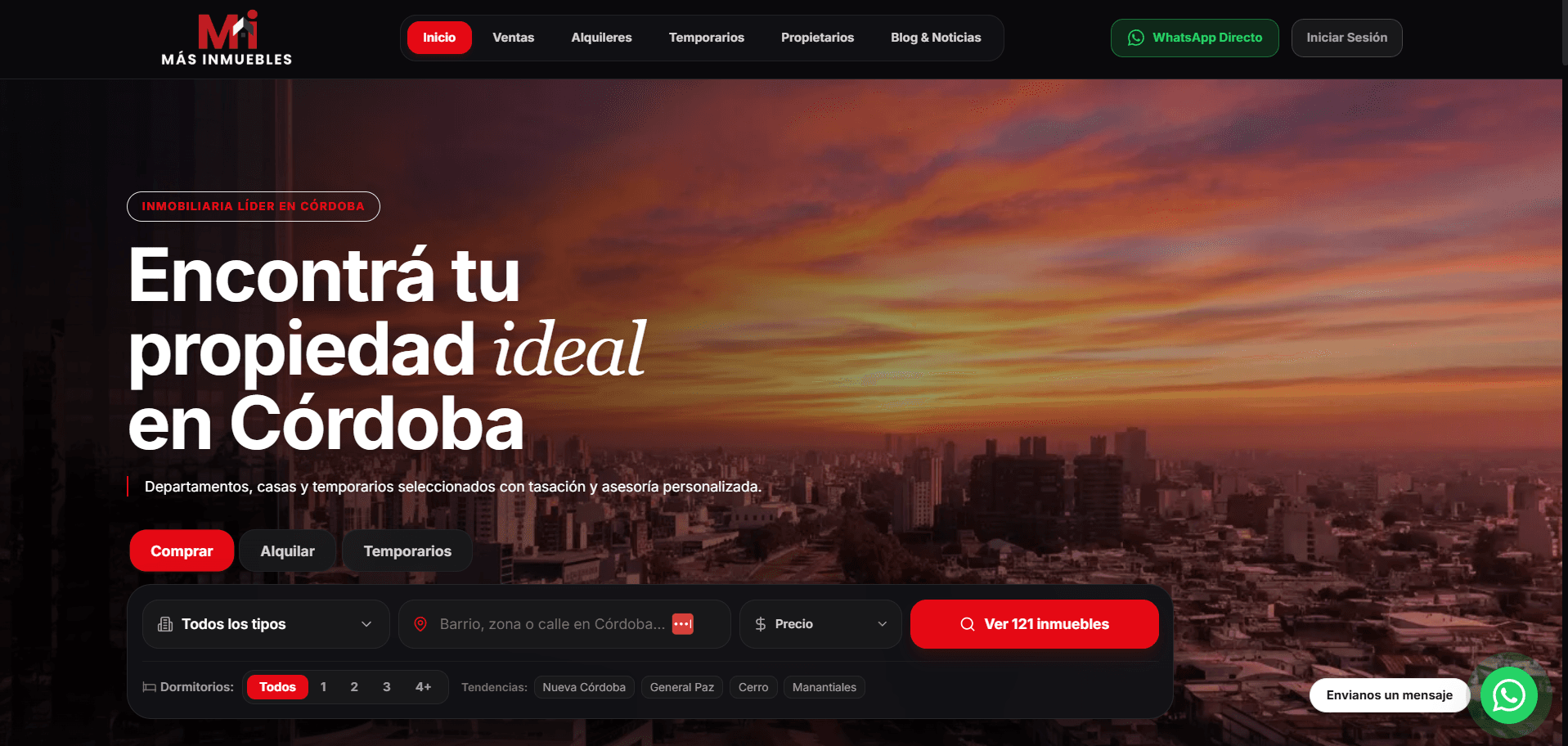 Portal público de inmobiliaria con buscador avanzado