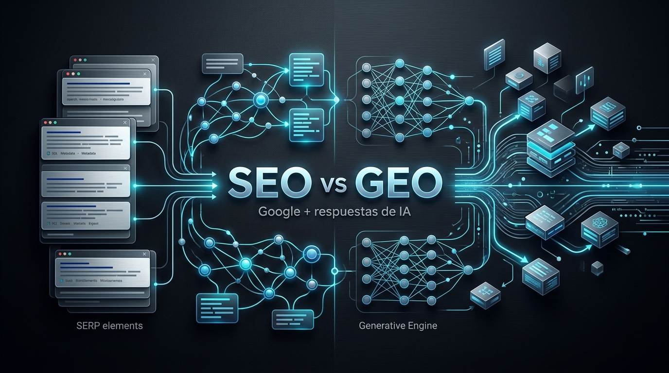 SEO tradicional vs GEO: qué cambia cuando también querés aparecer en respuestas de IA